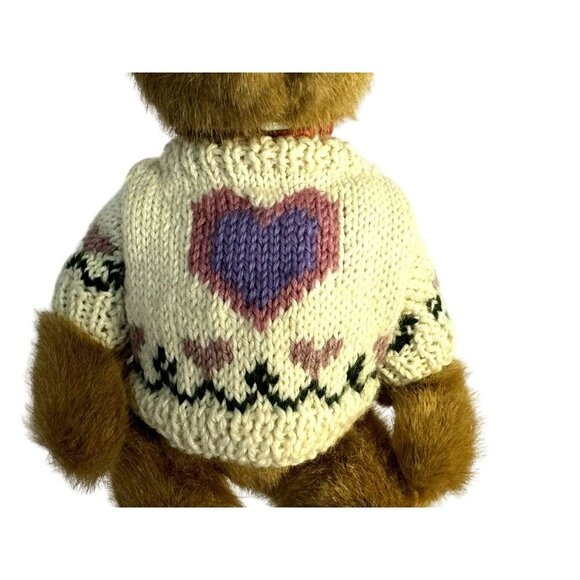 Lexin Posable Golden Bear Wearing Removable Handknit Heart Sweater - Picture 2 of 4